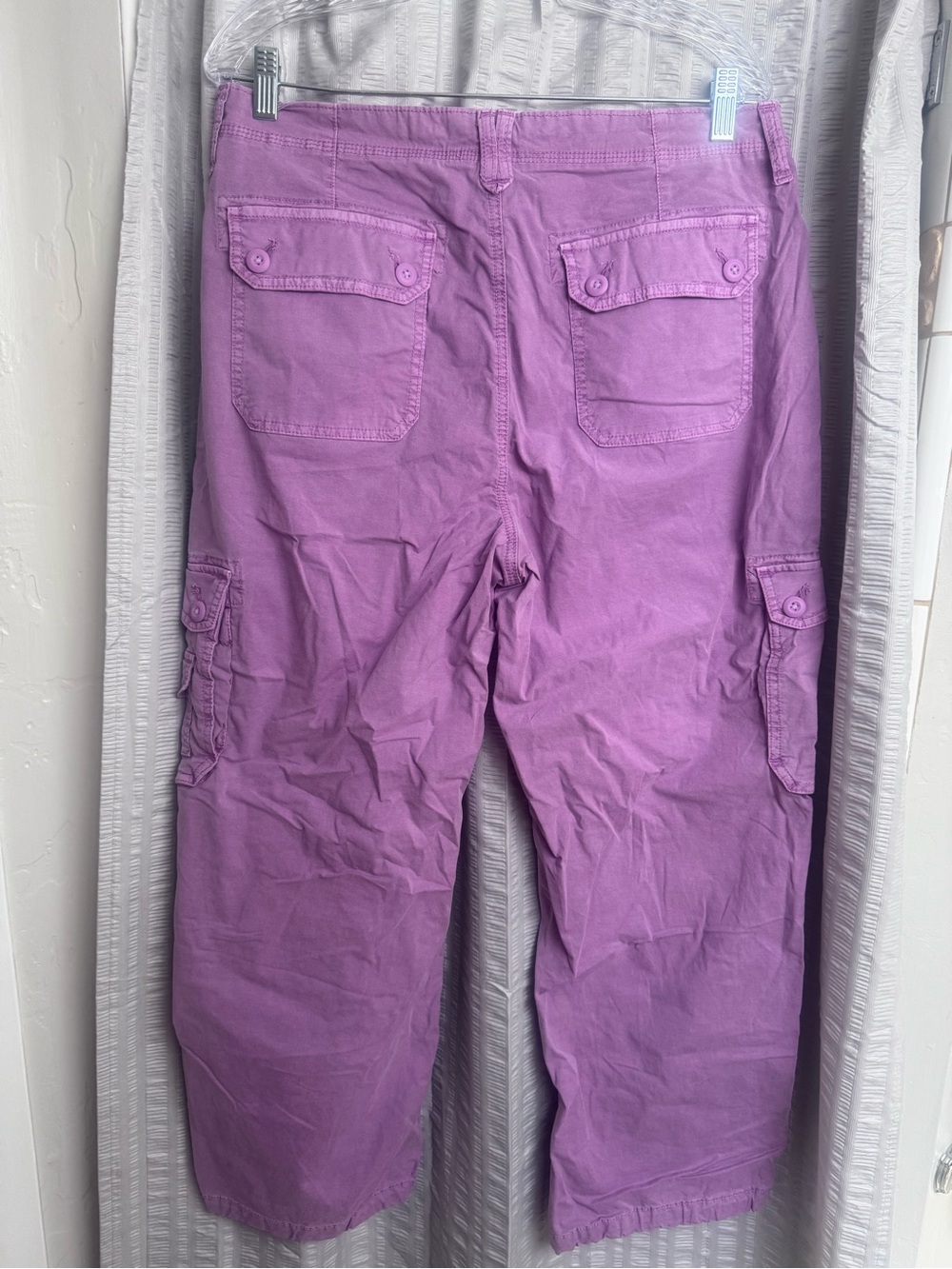 American Eagle Snappy Stretch Baggy Purple Cargo Pants Women’s 14 Short Y2K - Picture 2 of 2